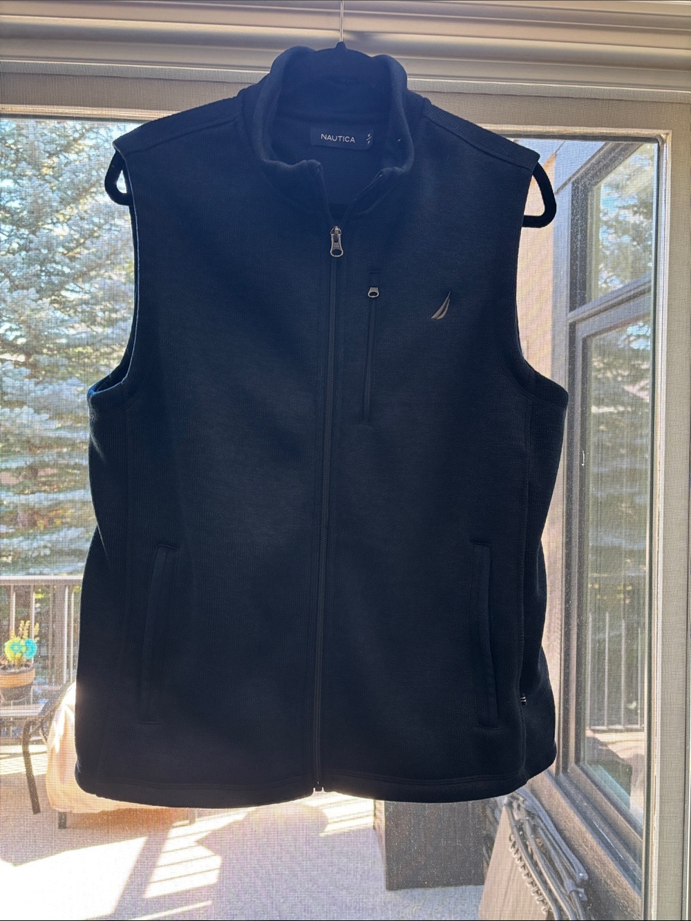 Nautica Men's Black Fleece Zip-Up Vest